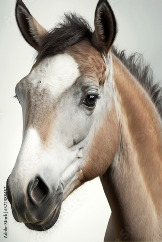 portrait of a horse - Foal pup - Created with Generative AI technology.