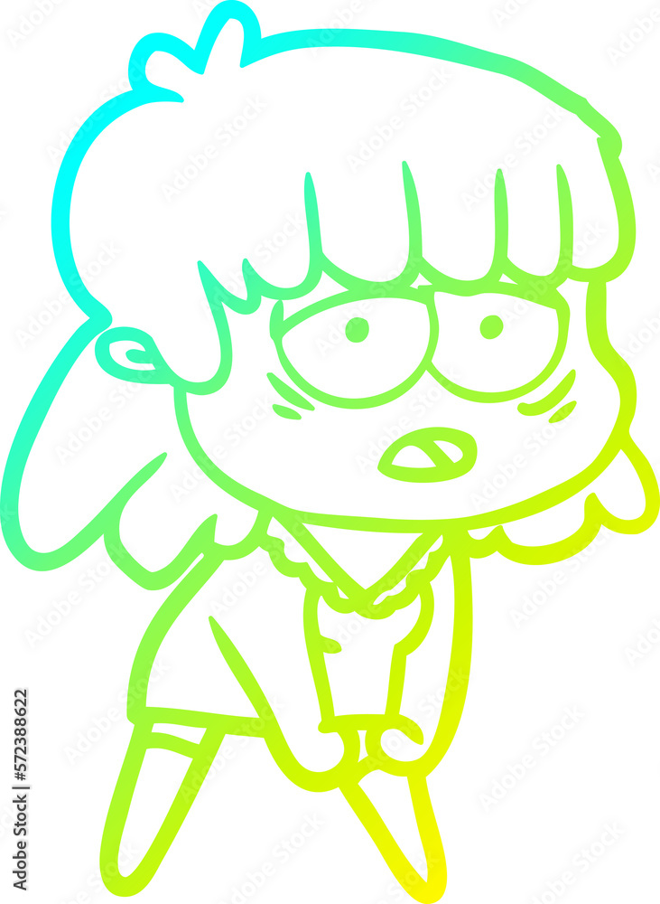 cold gradient line drawing cartoon tired woman cold gradient line drawing cartoon tired woman