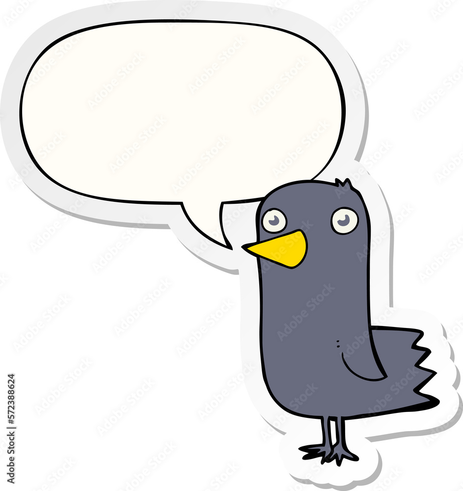 cartoon bird and speech bubble sticker