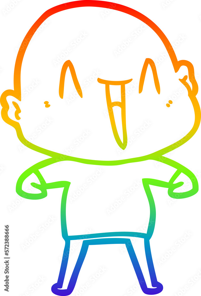 rainbow gradient line drawing happy cartoon bald man rainbow gradient line drawing happy cartoon bald man