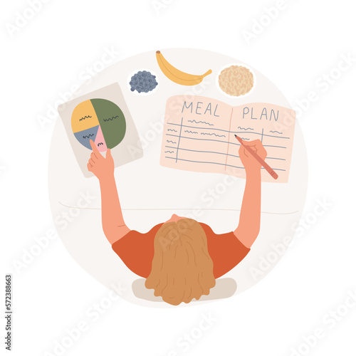 Daily meal plan isolated cartoon vector illustration. Mom making a daily meal plan, family healthy lifestyle, food habits, bananced diet, basics of proper nutrition vector cartoon.