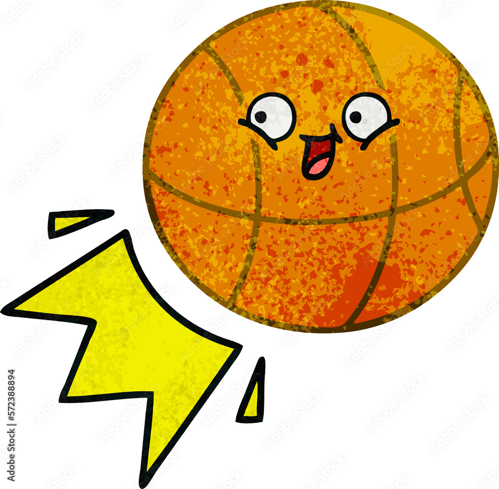 retro grunge texture cartoon basketball retro grunge texture cartoon basketball