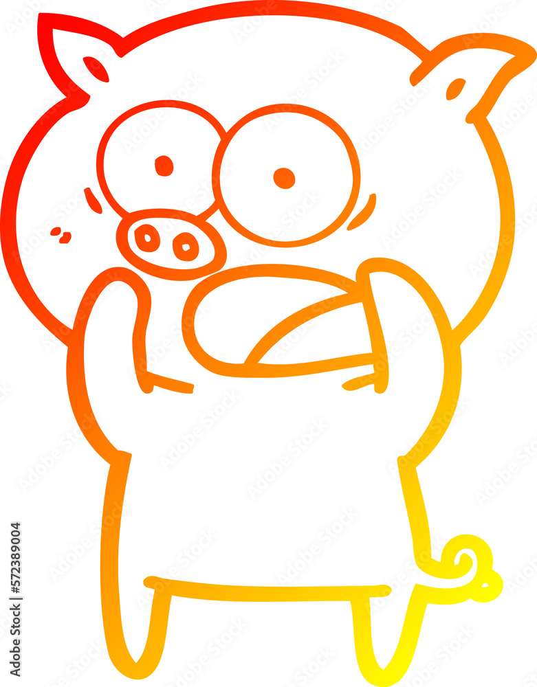 warm gradient line drawing cartoon pig shouting warm gradient line drawing cartoon pig shouting