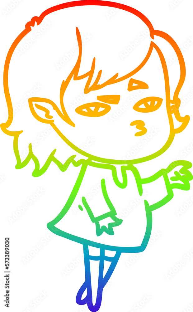 rainbow gradient line drawing cartoon vampire girl rainbow gradient line drawing cartoon vampire girl