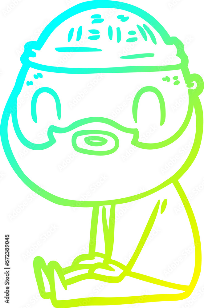 cold gradient line drawing cartoon bearded man cold gradient line drawing cartoon bearded man