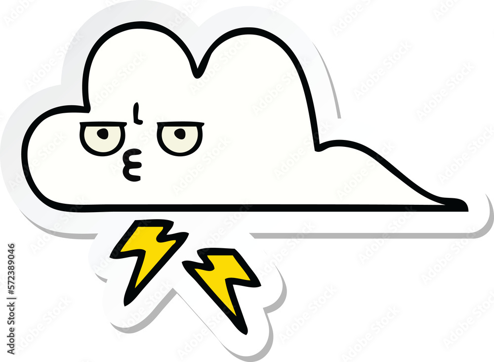 sticker of a cute cartoon thunder cloud sticker of a cute cartoon thunder cloud