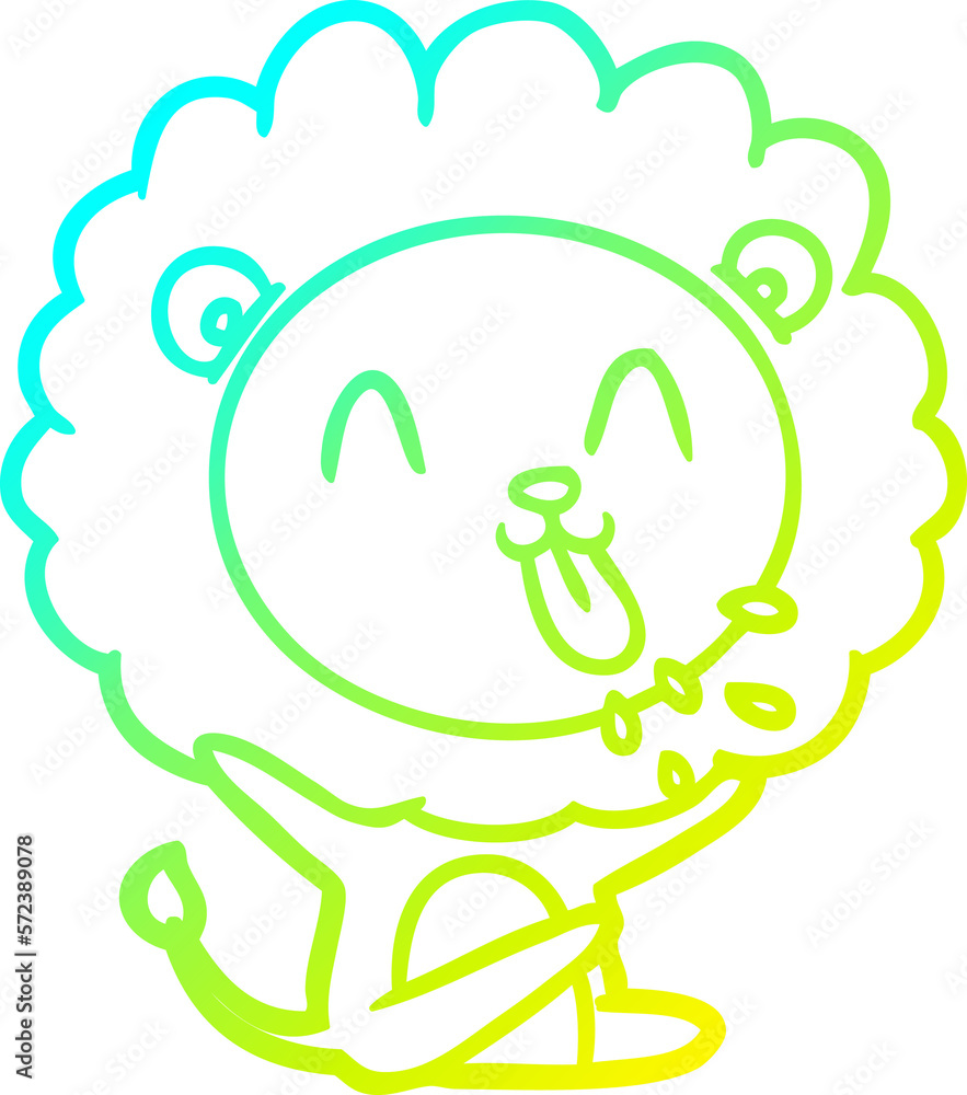 cold gradient line drawing happy cartoon lion cold gradient line drawing happy cartoon lion