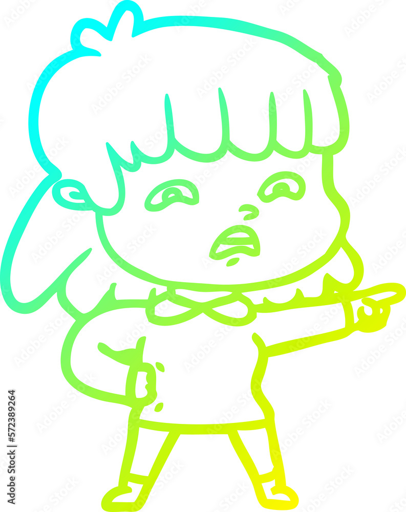 cold gradient line drawing cartoon worried woman cold gradient line drawing cartoon worried woman