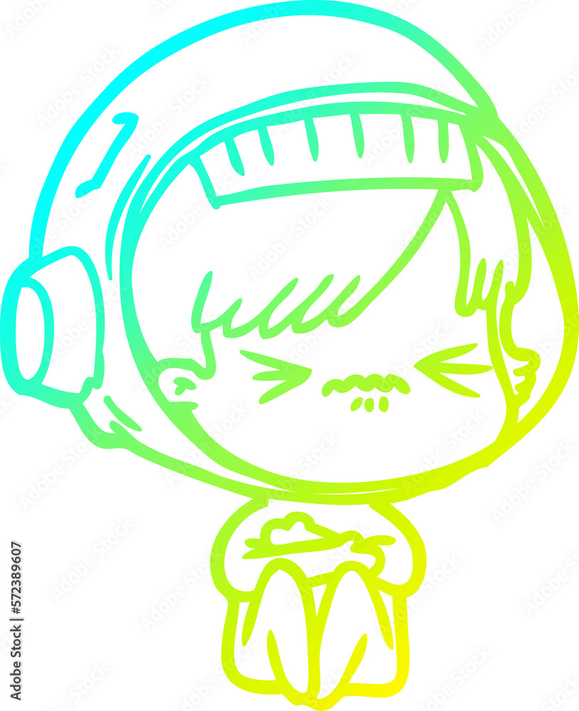 cold gradient line drawing angry cartoon space girl cold gradient line drawing angry cartoon space girl