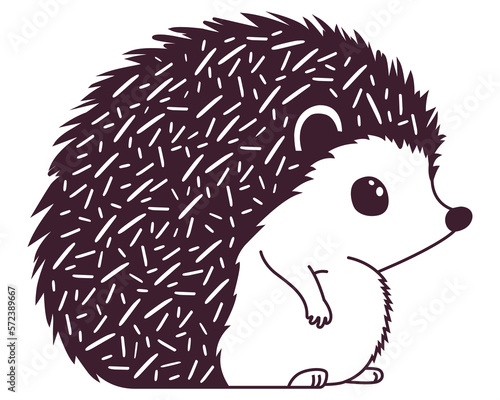 hedgehog character black icon. forest animal. flat vector illustration