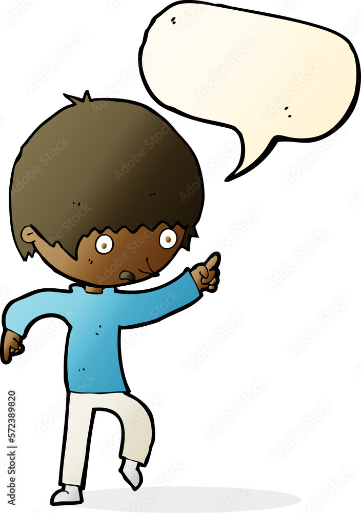 cartoon worried boy pointing with speech bubble cartoon worried boy pointing with speech bubble