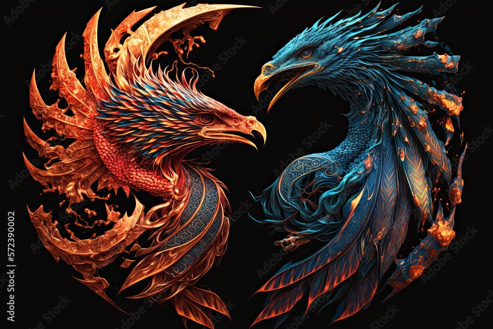 custom made wallpaper toronto digitaldragon and phoenix Generative Ai