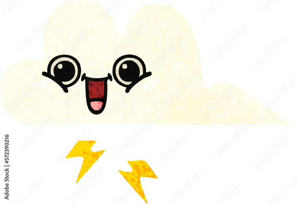 retro illustration style cartoon storm cloud retro illustration style cartoon storm cloud
