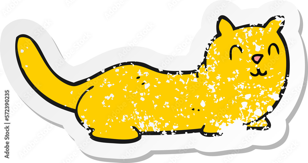retro distressed sticker of a cartoon cat retro distressed sticker of a cartoon cat