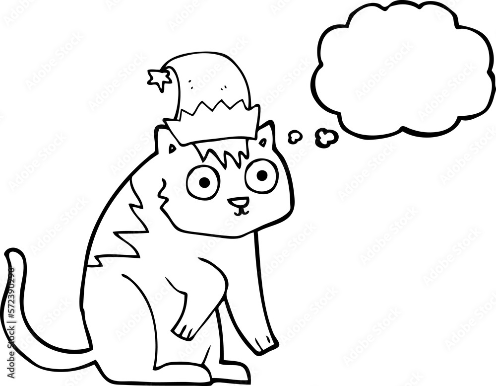 thought bubble cartoon cat wearing christmas hat thought bubble cartoon cat wearing christmas hat