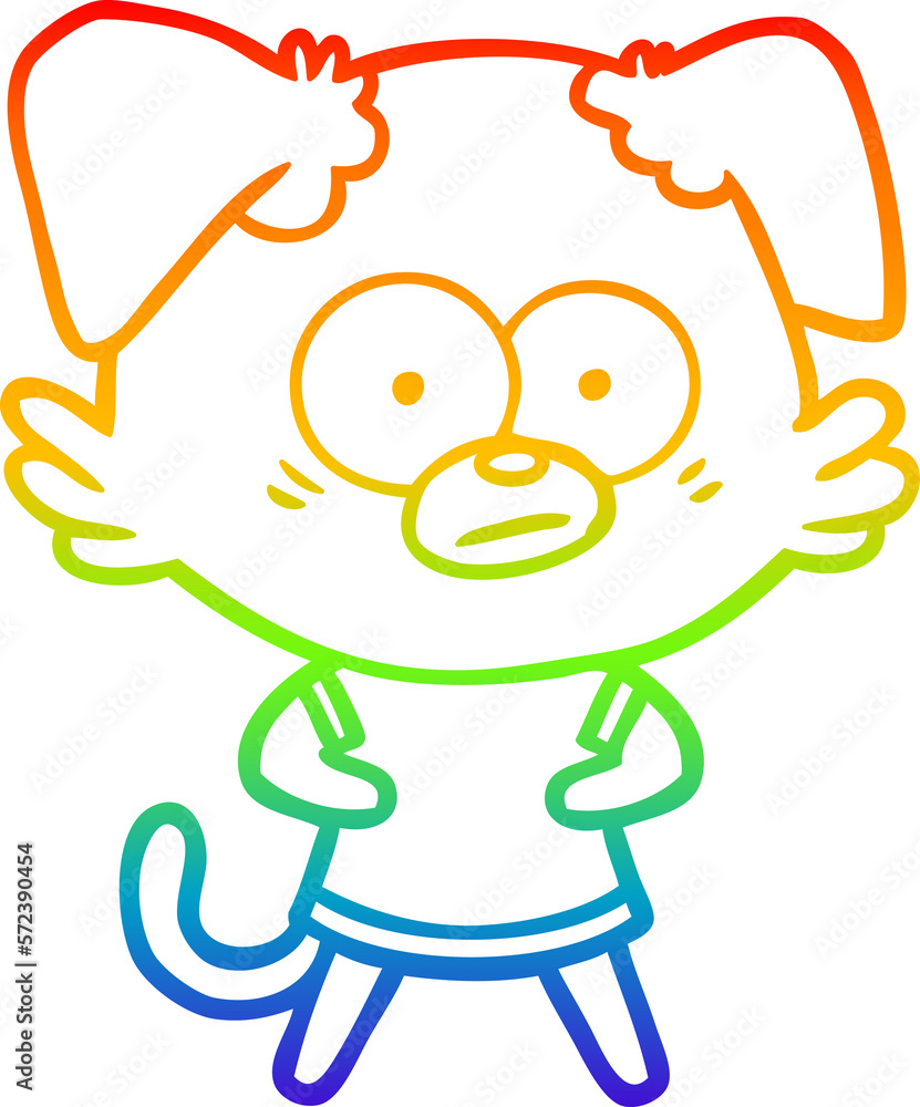 rainbow gradient line drawing nervous dog cartoon rainbow gradient line drawing nervous dog cartoon