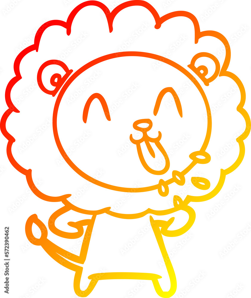 warm gradient line drawing happy cartoon lion warm gradient line drawing happy cartoon lion
