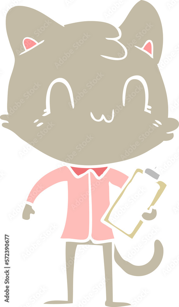 Fototapeta premium flat color style cartoon happy cat