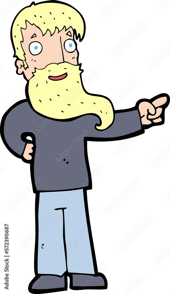 cartoon man with beard pointing cartoon man with beard pointing