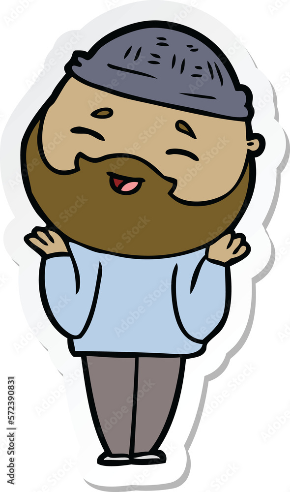 sticker of a cartoon happy bearded man sticker of a cartoon happy bearded man