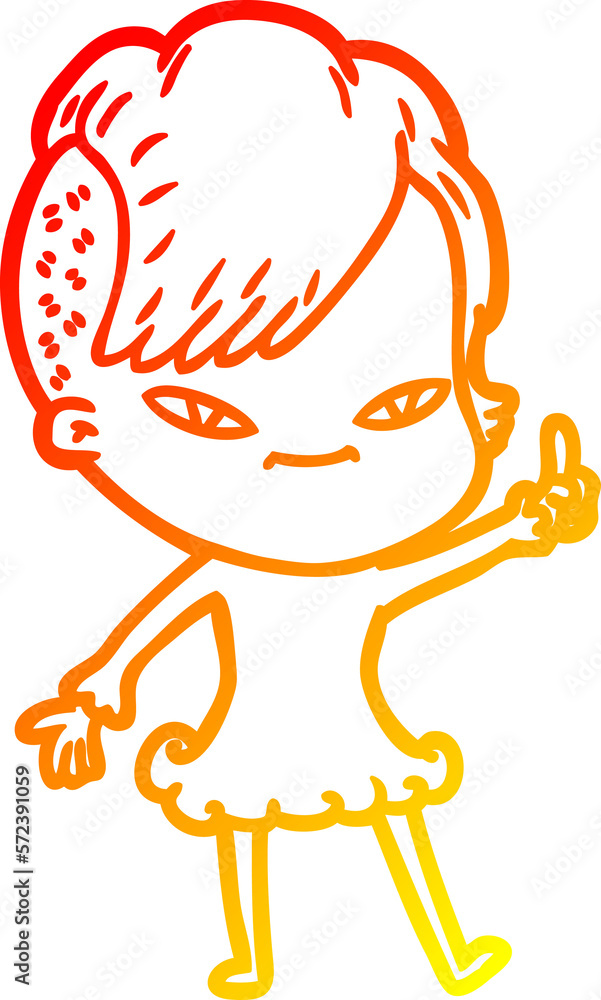 warm gradient line drawing cute cartoon girl with hipster haircut warm gradient line drawing cute cartoon girl with hipster haircut