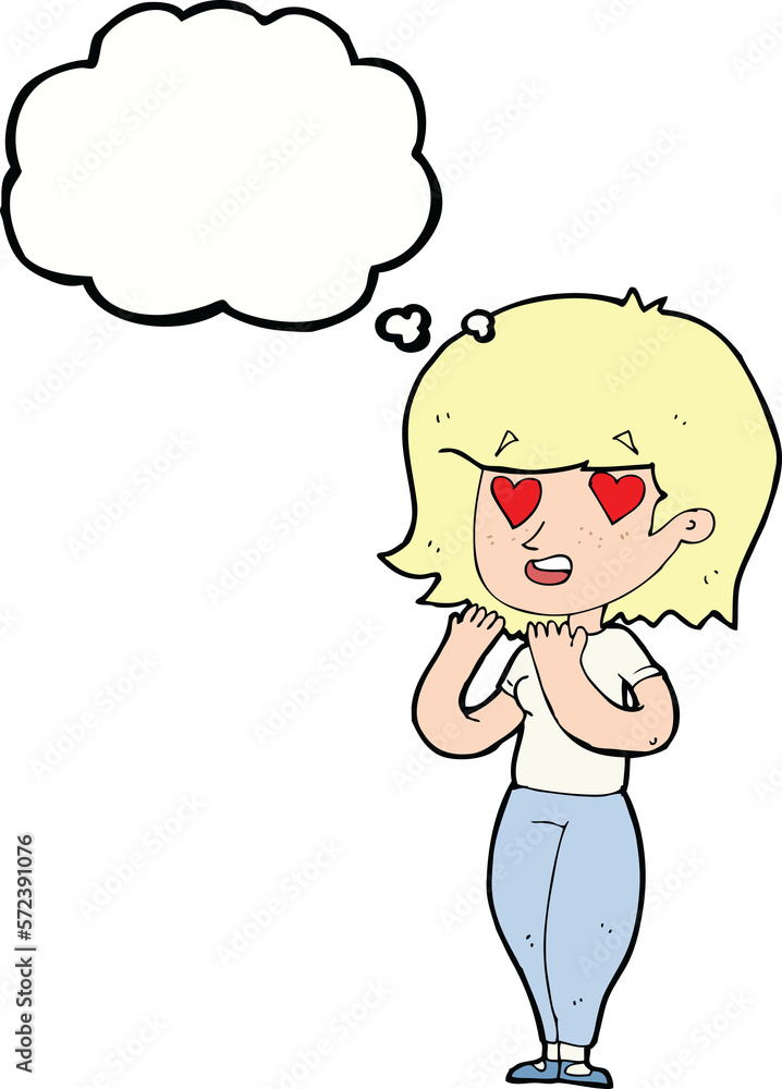 cartoon woman in love with thought bubble cartoon woman in love with thought bubble