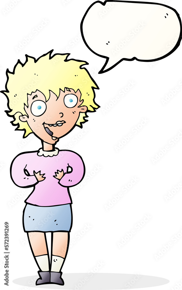 cartoon excited woman with speech bubble cartoon excited woman with speech bubble