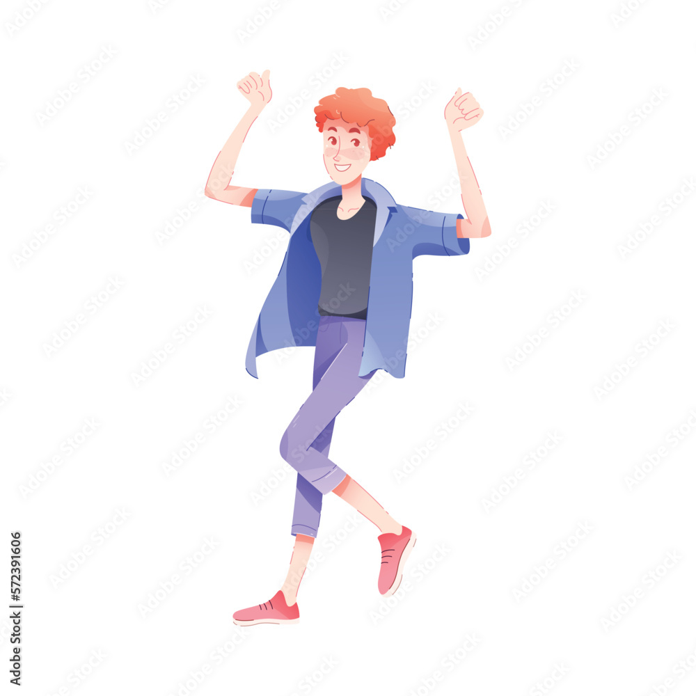Happy Man Character Rejoicing and Cheering Vector Illustration Happy Man Character Rejoicing and Cheering Vector Illustration