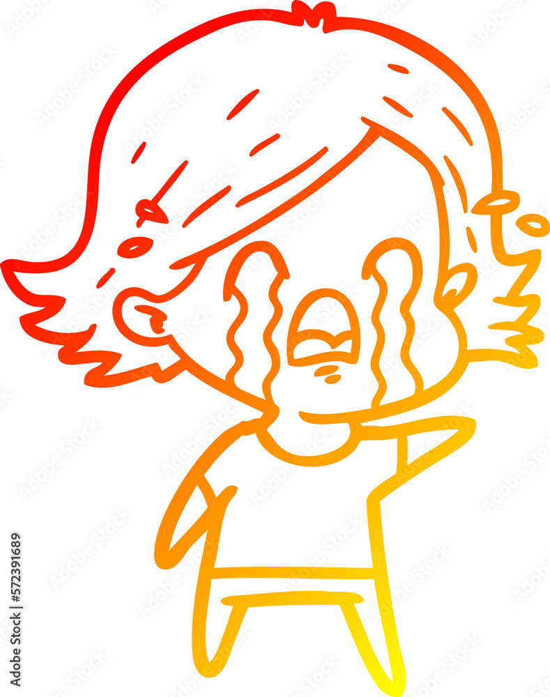 warm gradient line drawing cartoon woman crying warm gradient line drawing cartoon woman crying