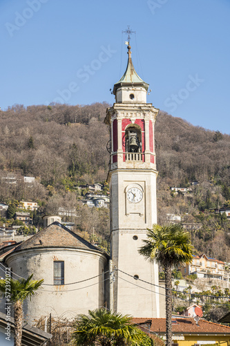 The bell tower and the parish church of Cannero photo