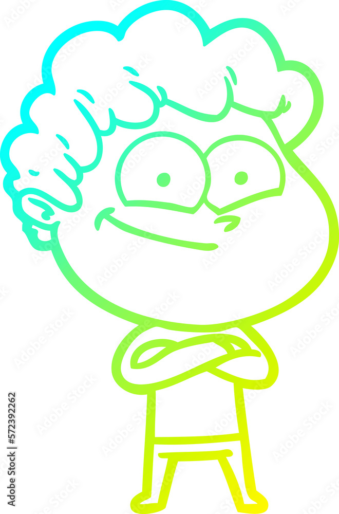cold gradient line drawing cartoon happy man cold gradient line drawing cartoon happy man