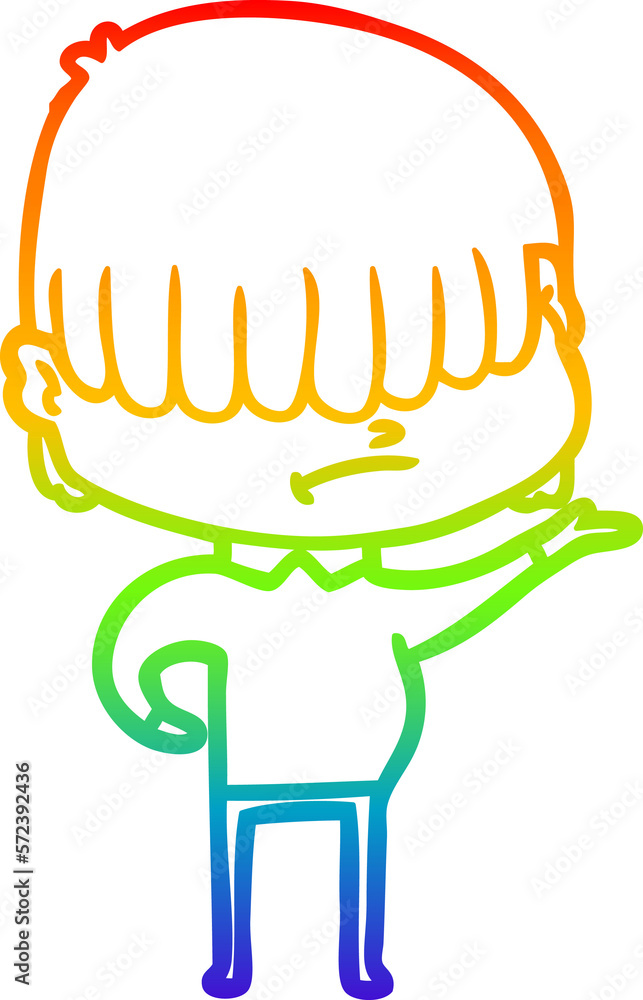 rainbow gradient line drawing cartoon boy with untidy hair rainbow gradient line drawing cartoon boy with untidy hair