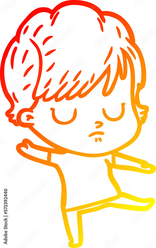 warm gradient line drawing cartoon woman warm gradient line drawing cartoon woman