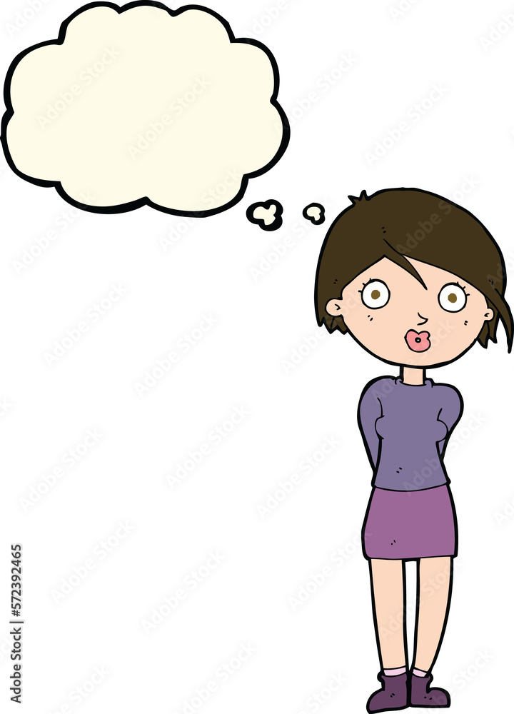 cartoon surprised girl with thought bubble cartoon surprised girl with thought bubble