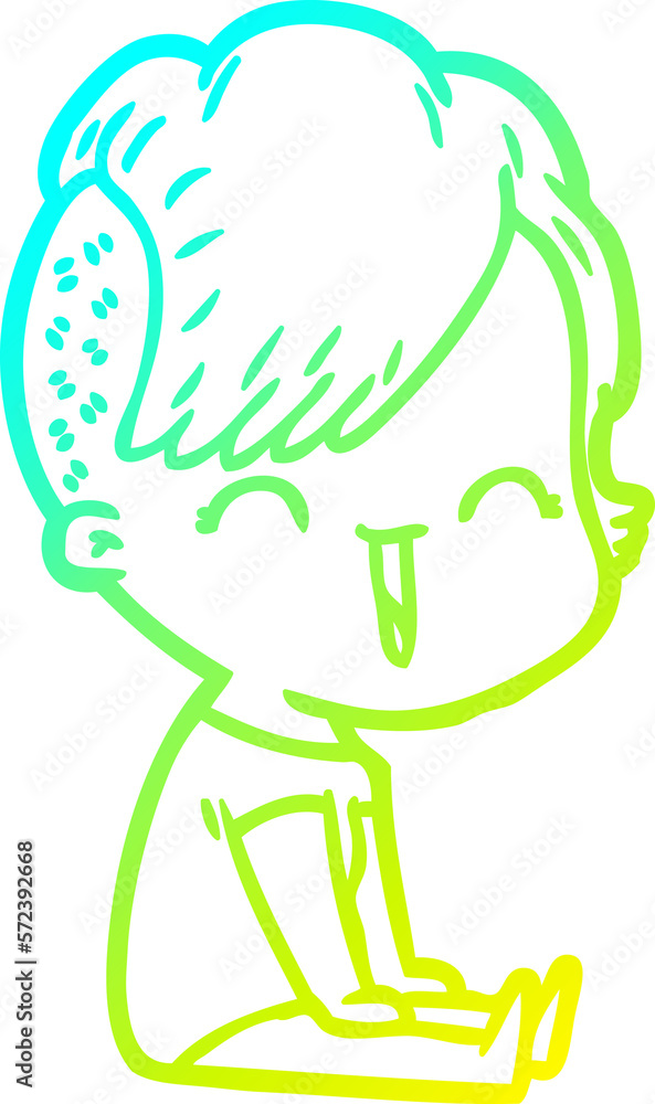 cold gradient line drawing cartoon happy hipster girl cold gradient line drawing cartoon happy hipster girl
