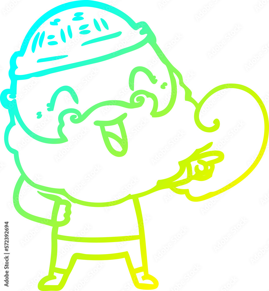 cold gradient line drawing happy man with beard and winter hat cold gradient line drawing happy man with beard and winter hat