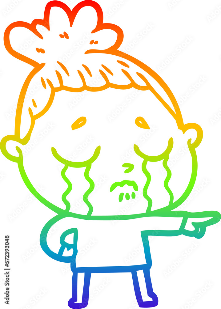 rainbow gradient line drawing cartoon crying woman rainbow gradient line drawing cartoon crying woman