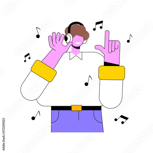 Headphones isolated cartoon vector illustrations. Man in headphones listening to music, great sound, mobile technology, gadgets innovation, relaxation with accessories vector cartoon.