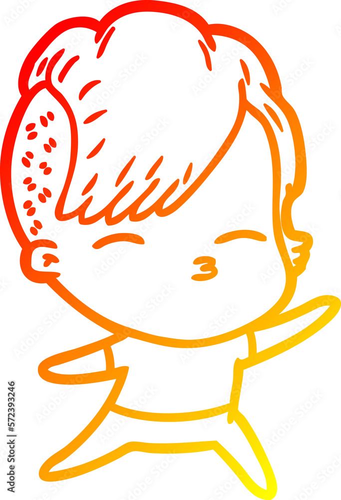 warm gradient line drawing cartoon squinting girl warm gradient line drawing cartoon squinting girl