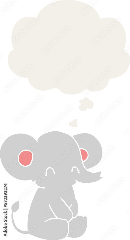 Obraz premium cute cartoon elephant and thought bubble in retro style