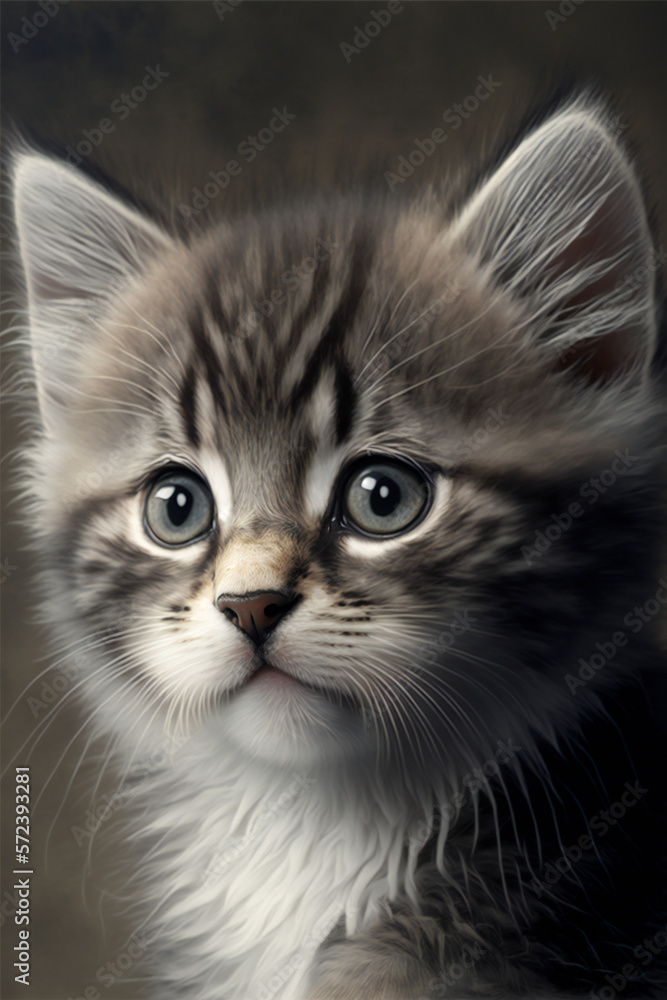 close up of a cat - Cute Kitten - Created with Generative AI technology.