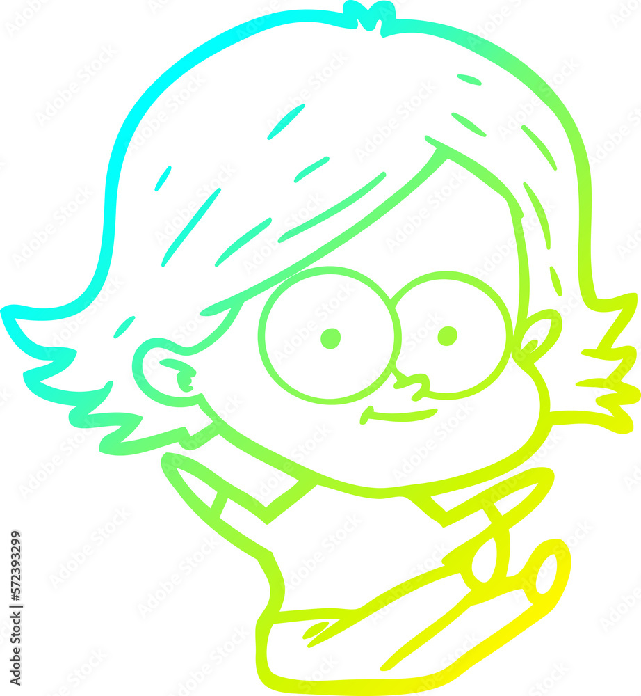 cold gradient line drawing happy cartoon girl cold gradient line drawing happy cartoon girl