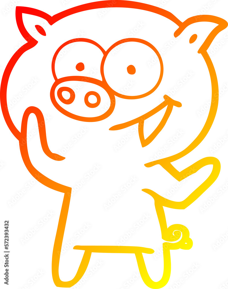 warm gradient line drawing cheerful pig cartoon warm gradient line drawing cheerful pig cartoon