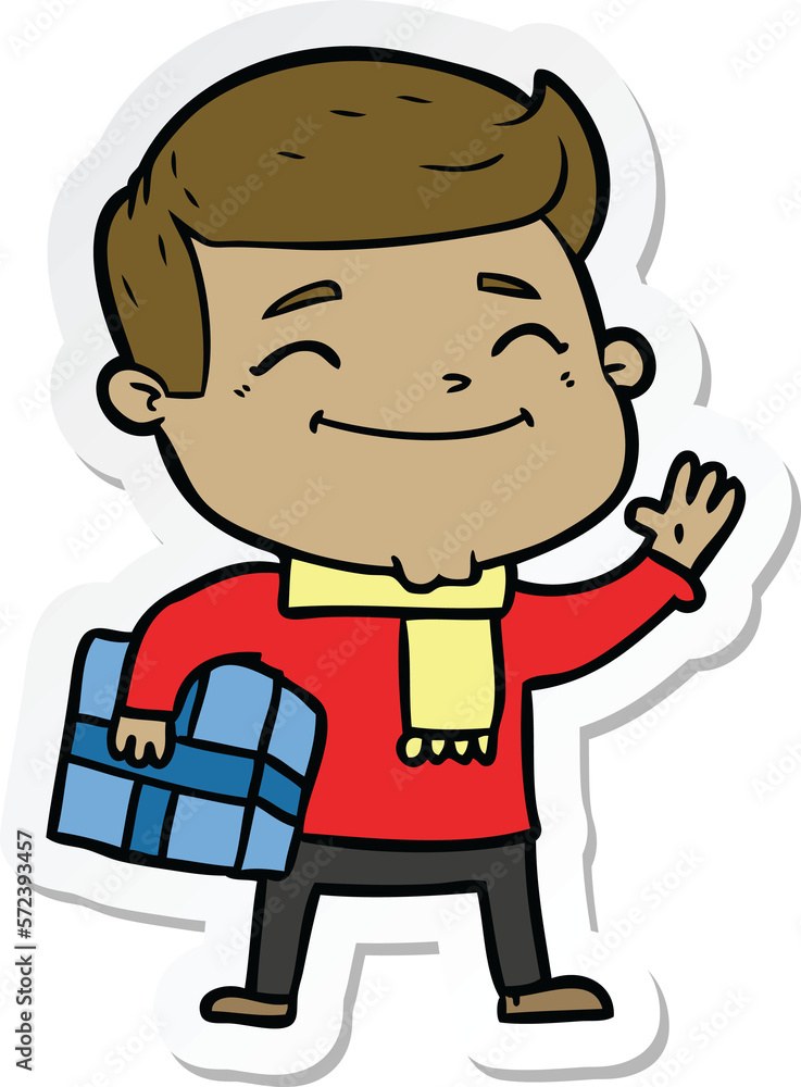 sticker of a happy cartoon man sticker of a happy cartoon man