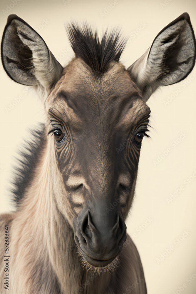 Obraz premium Cute wildebeest cub - Created with Generative AI technology.