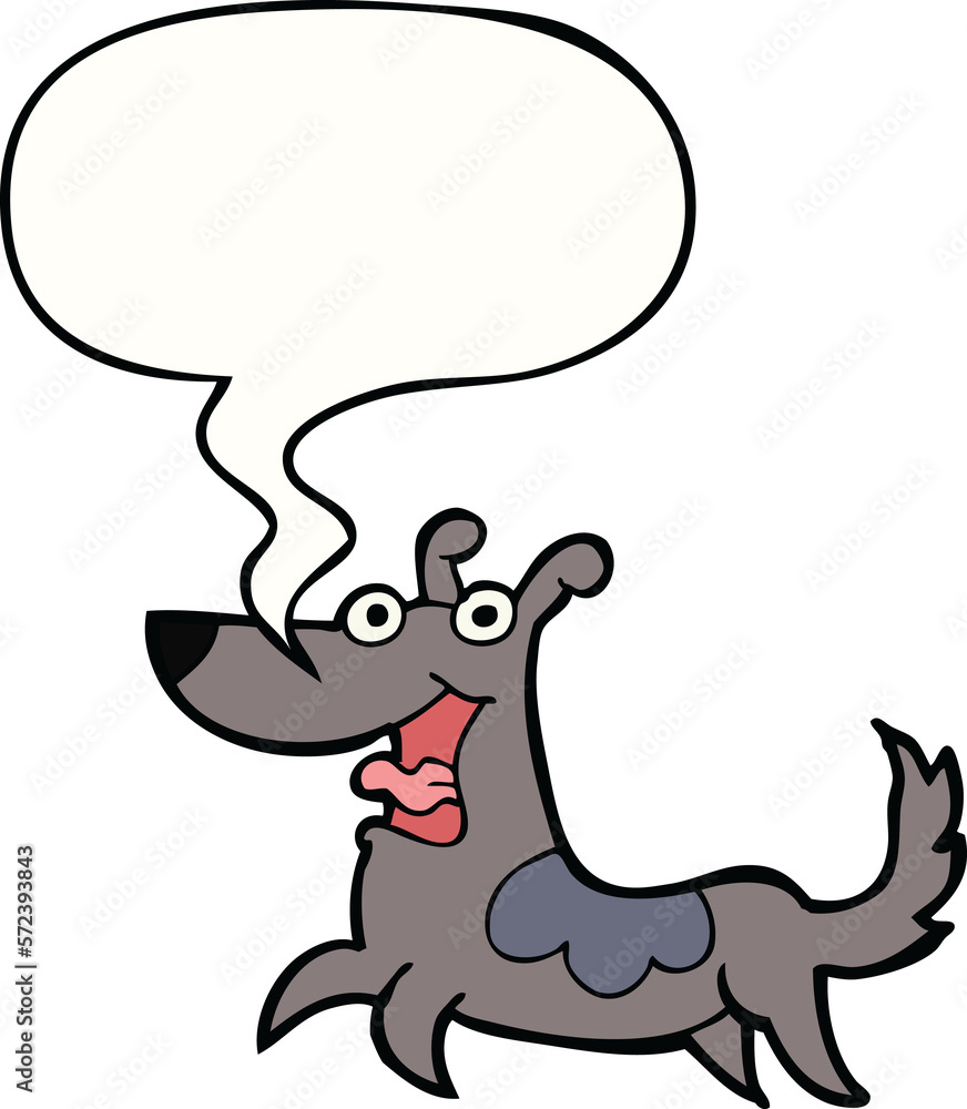 happy dog cartoon and speech bubble happy dog cartoon and speech bubble