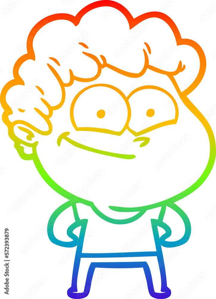 rainbow gradient line drawing cartoon happy man rainbow gradient line drawing cartoon happy man