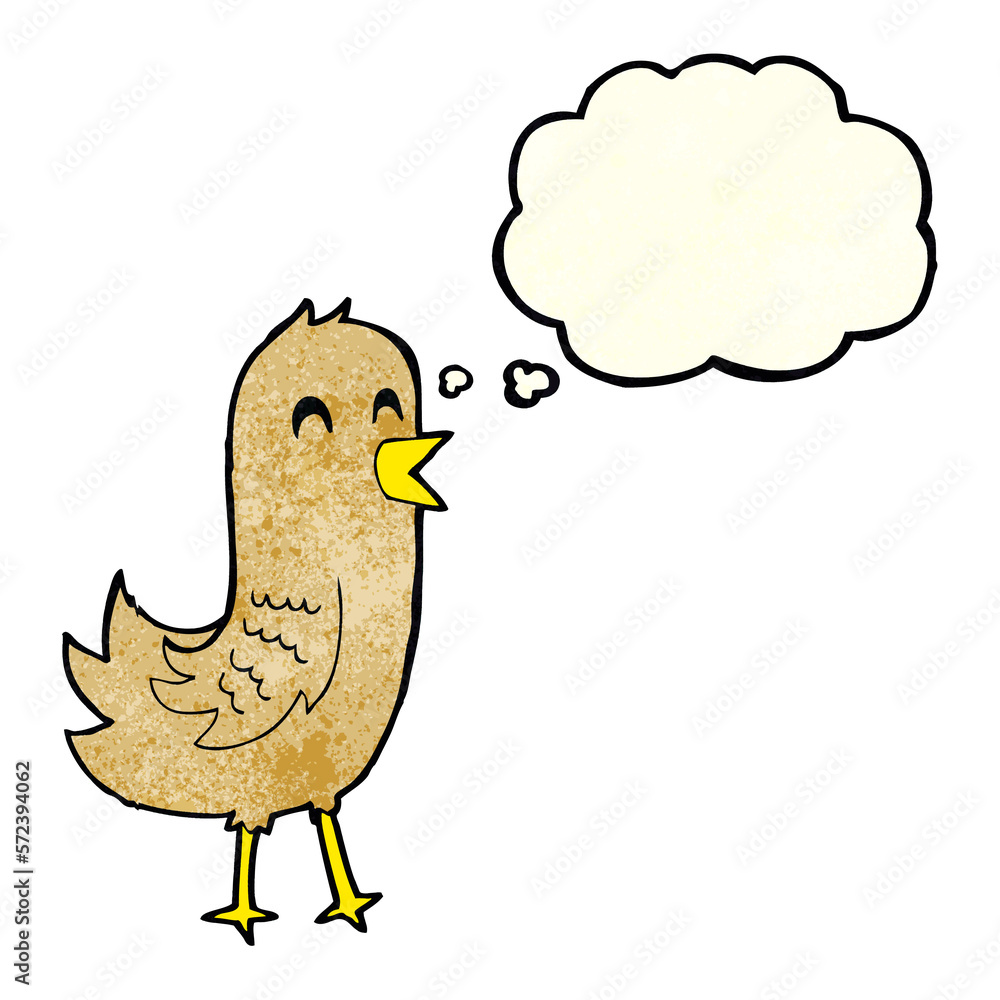 cartoon happy bird with thought bubble cartoon happy bird with thought bubble