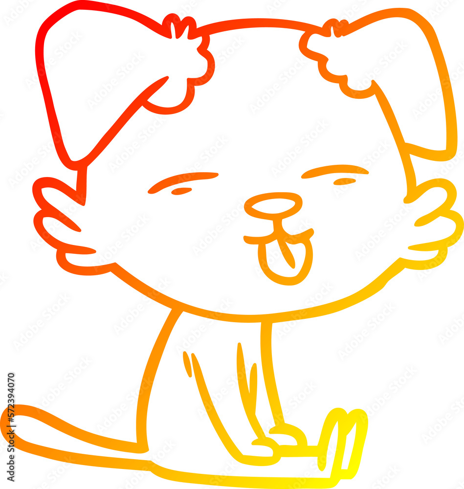 warm gradient line drawing cartoon dog sticking out tongue warm gradient line drawing cartoon dog sticking out tongue