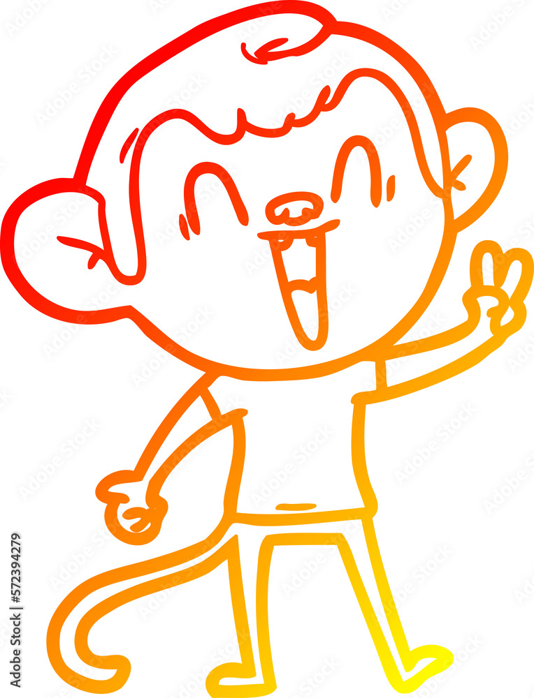 warm gradient line drawing cartoon laughing monkey warm gradient line drawing cartoon laughing monkey